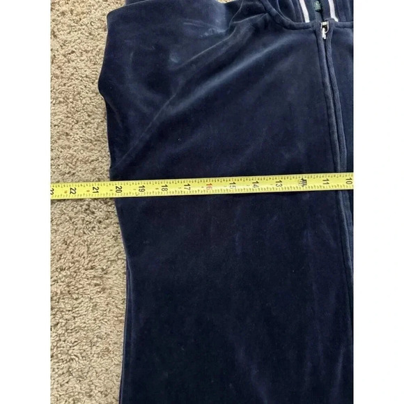 RALPH LAUREN Womens Full Zip Hoodie Track Jacket Dark Blue Velour Crest Small - Picture 6 of 7